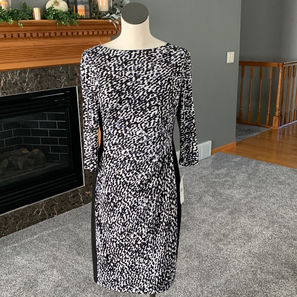 Ralph Lauren Black and White Patterned Dress. NWT